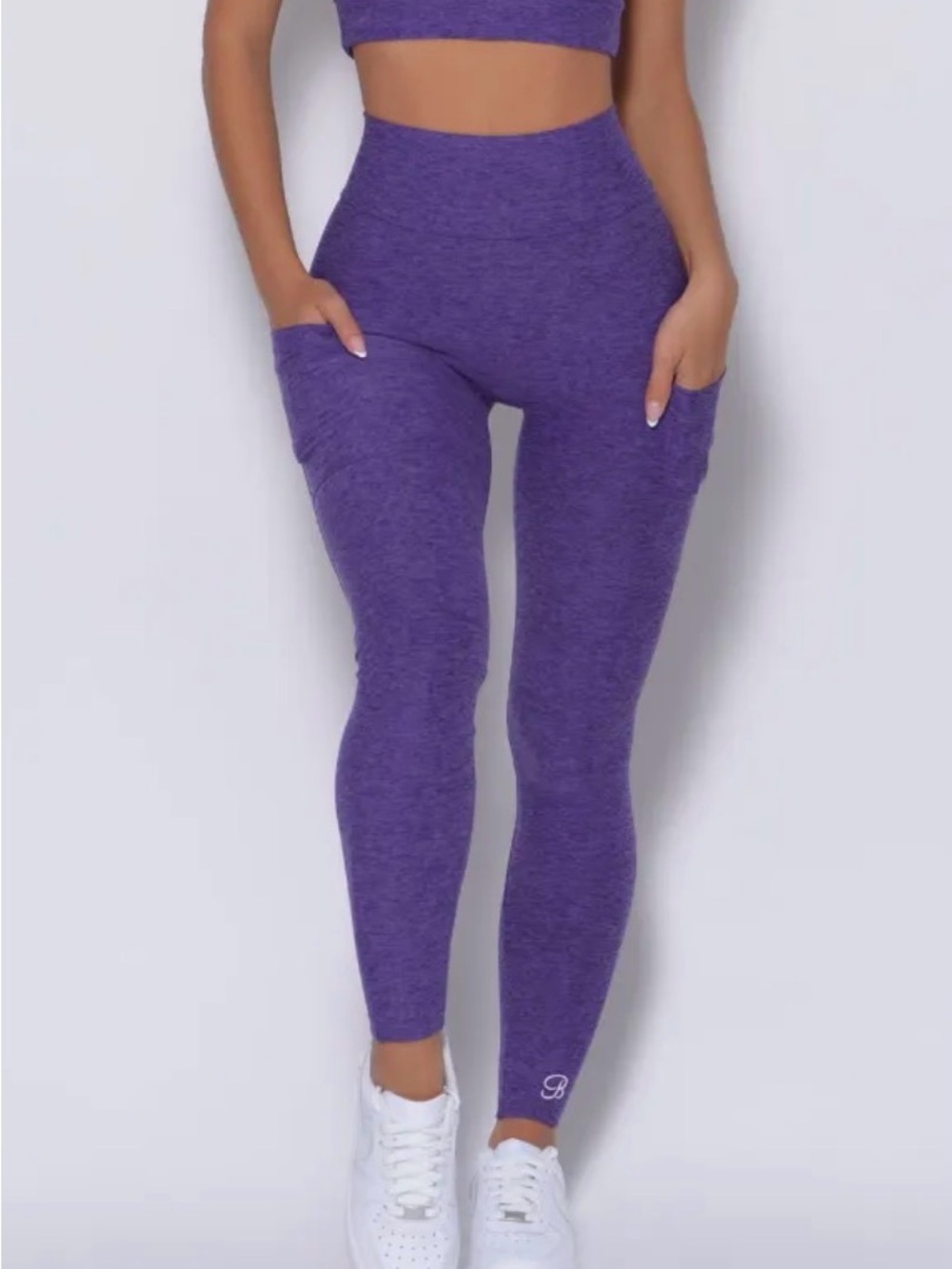 Bombshell Sportswear Purple Curves Leggings with Side Pockets size SMALL
